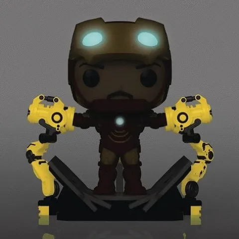 Funko Pop! 905 - Marvel Iron Man with Gantry Glow-in-the-Dark Deluxe Vinyl Bobble Head - PX