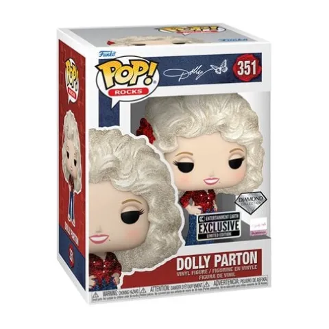 Funko Pop! 351 Rocks - Dolly Parton '77 Tour Diamond Glitter Vinyl Figure - Entertainment Earth Exclusive