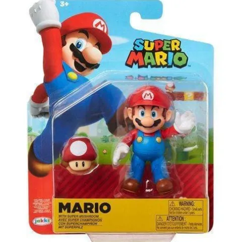 World of Nintendo 4" Action Figure - Mario with Super Mushroom